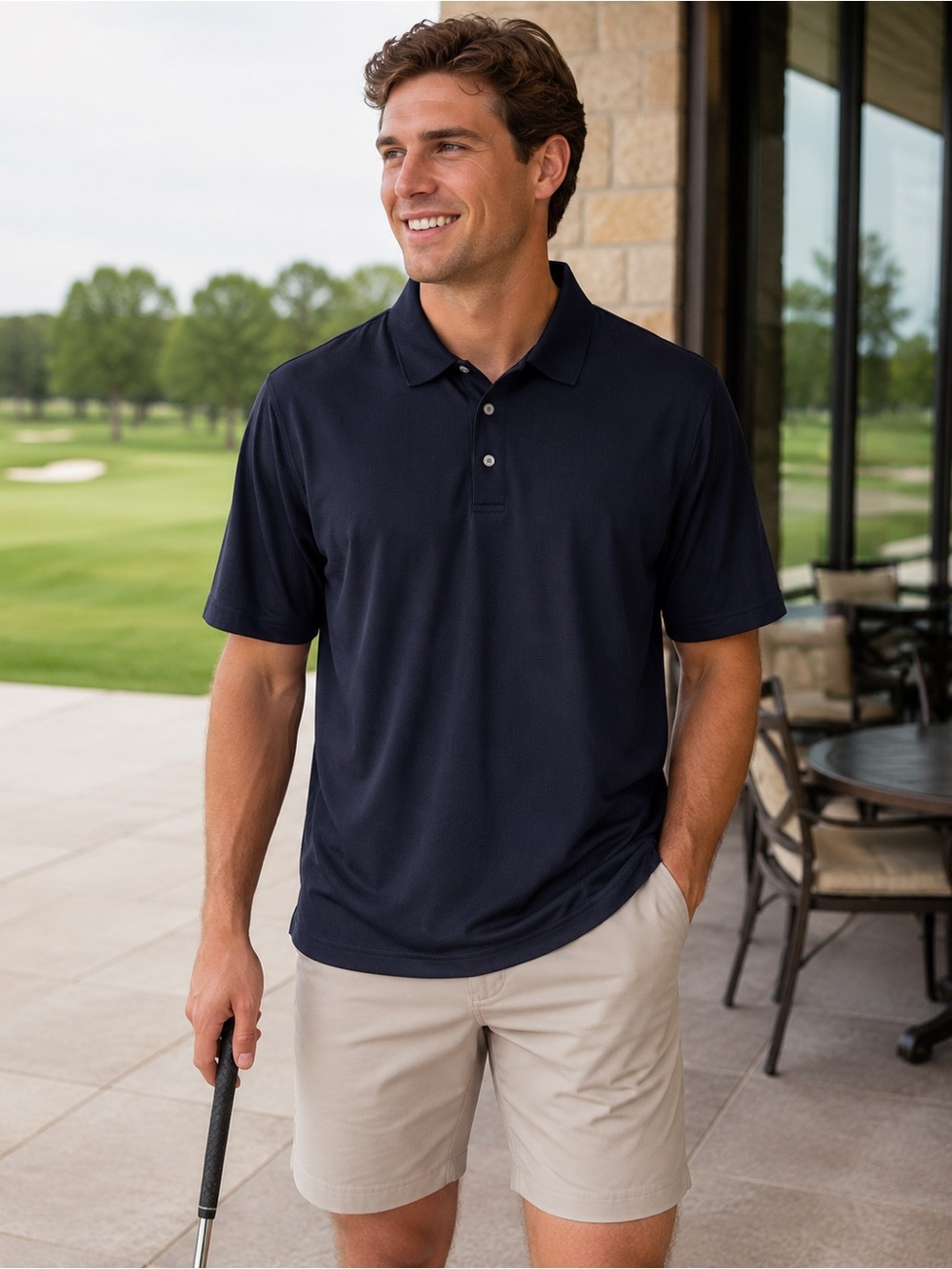 PGA Tour Navy Short-Sleeve Golf Polo